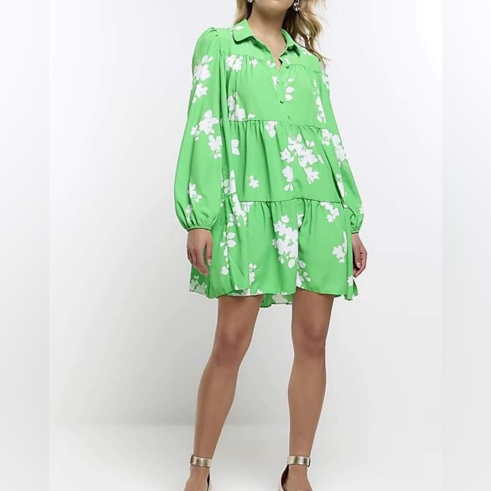 Floral mini shirt dress